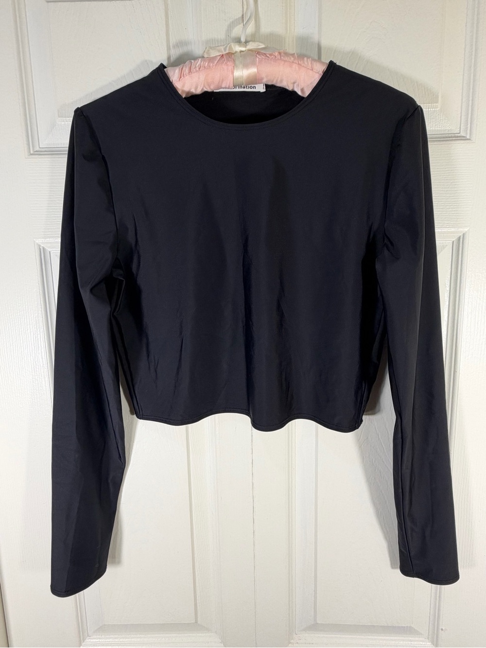 Reformation Black ECONYL Long Sleeve Crop Top Size L NWOT